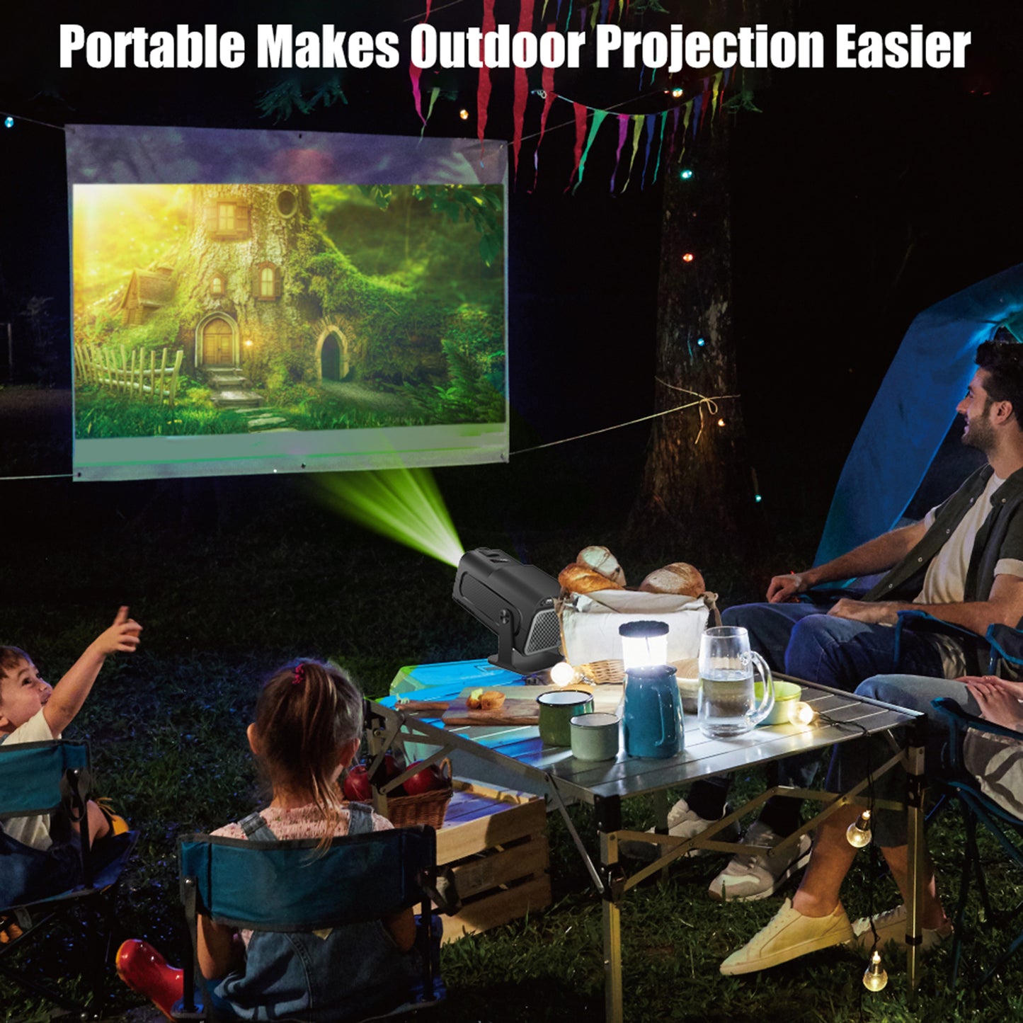Projector with WiFi and Bluetooth, Mini Projector Portable 4K 1080P Full HD Support, Auto Keystone Correction Rotatable Wall Movie Projector for Bedroom Outdoor Phone HDMI USB Laptop