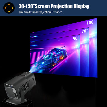 Projector with WiFi and Bluetooth, Mini Projector Portable 4K 1080P Full HD Support, Auto Keystone Correction Rotatable Wall Movie Projector for Bedroom Outdoor Phone HDMI USB Laptop