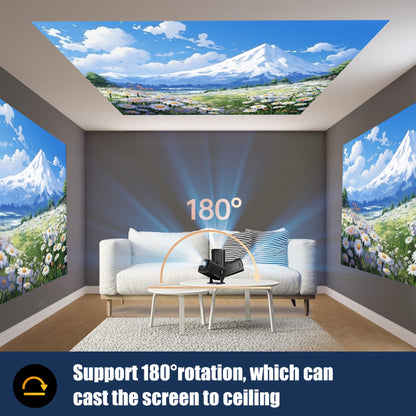 Projector with WiFi and Bluetooth, Mini Projector Portable 4K 1080P Full HD Support, Auto Keystone Correction Rotatable Wall Movie Projector for Bedroom Outdoor Phone HDMI USB Laptop