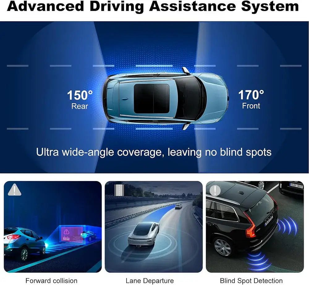 Dash Cam Front and Rear, 4K+1080P FHD Dual Dash Cam with ADAS, GPS, 5G WiFi & App Control, 64GB Card Included, G-Sensor, Night Vision, Loop Recording, 170°Wide Angle, WDR, 24H Parking Mode