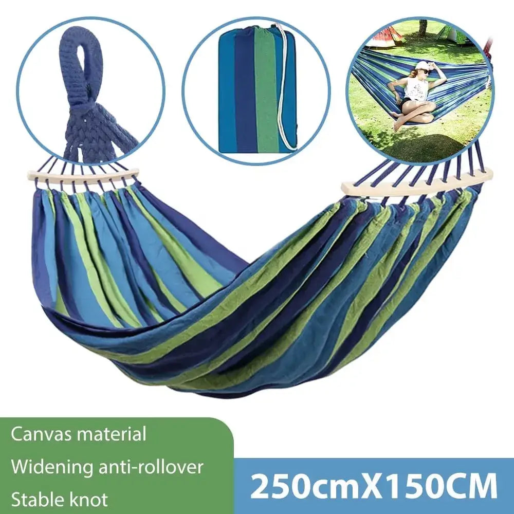 660lb Double Outdoor Hammock 78.8"x60" Anti-Rollover Camping w/ Bag