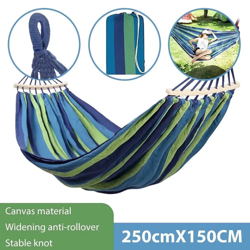 660lb Double Outdoor Hammock 78.8"x60" Anti-Rollover Camping w/ Bag