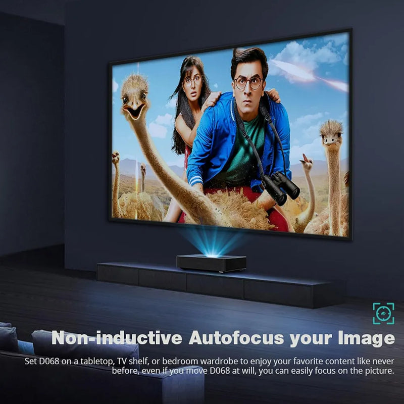 Laser Projector, Ultra Short Throw Laser Projector with WiFi and Bluetooth 1080P Full HD Support 4k, Mini Laser Projector Keystone Correction Wall Movie Portable Projector for Bedroom Outdoor