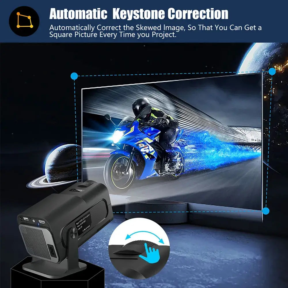 Projector with WiFi and Bluetooth, Mini Projector Portable 4K 1080P Full HD Support, Auto Keystone Correction Rotatable Wall Movie Projector for Bedroom Outdoor Phone HDMI USB Laptop