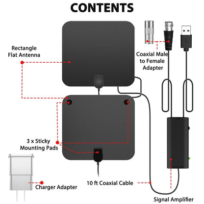 KEPEAK TV Antenna Newest 1080p HDTV Indoor Digital Amplified Up 3600 Miles, Black