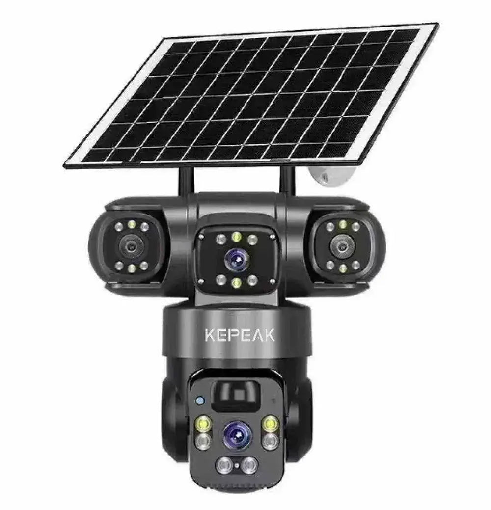 KEPEAK Solar Camera Security Outdoor, 4K Three Cameras for Home Security, black