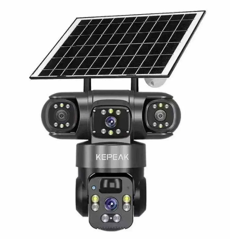 KEPEAK Solar Camera Security Outdoor, 4K Three Cameras for Home Security, black