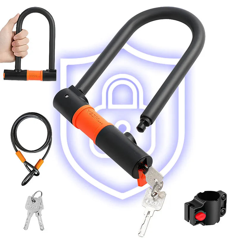 Heavy Duty Bike U Lock 16mm Anti Theft Steel Cable Bracket