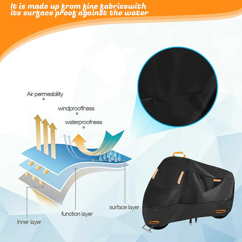 KEPEAK 300D Waterproof All Season Moto Cover, Lock Hole, XXL
