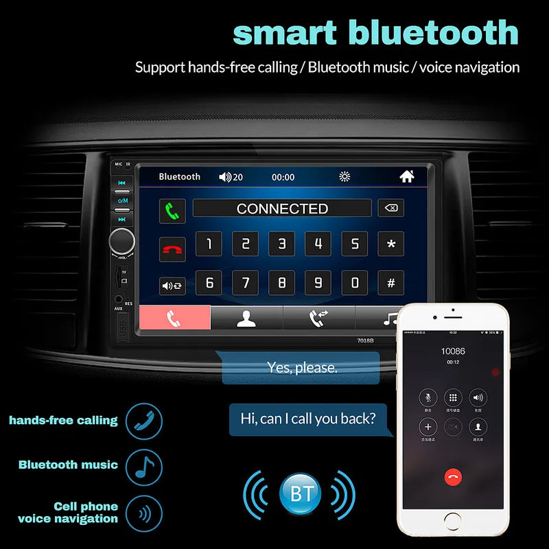 Double Din Car Stereo 7" Touchscreen Bluetooth FM Backup Camera