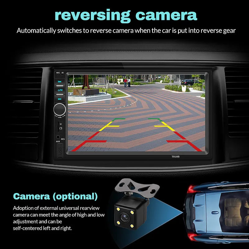 Double Din Car Stereo 7" Touchscreen Bluetooth FM Backup Camera