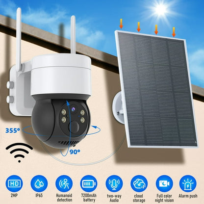 Solar Security Camera Outdoor,Wi-Fi Wireless Home Camera,Night Vision,PIR Motion Detection