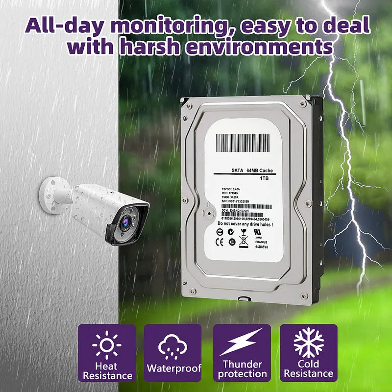 1TB CCTV Security Hard Drive 64MB Cache SATA 3.0 Surveillance HDD