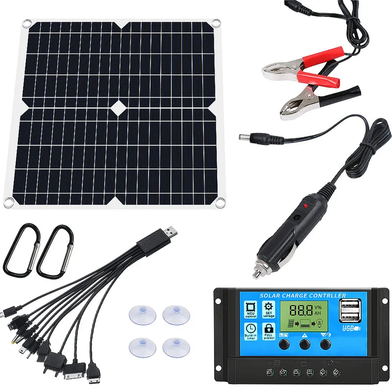 Feoflen 200W 12V Solar Panel Kit w/100A Controller for Phone Camping