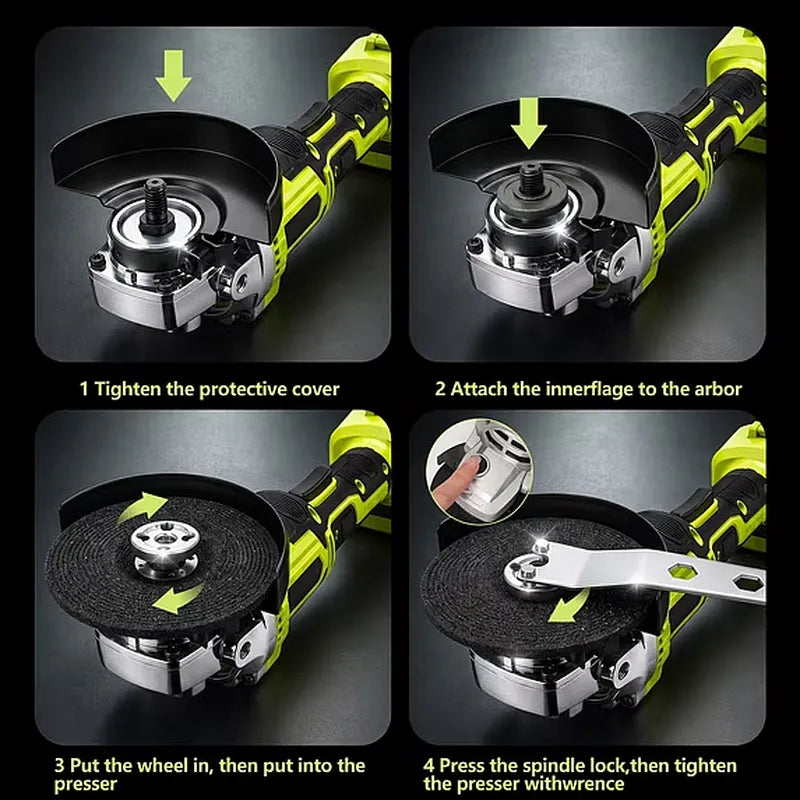Kepeak Cordless Angle Grinder 21V Brushless 8000RPM Cutting Polish Kit