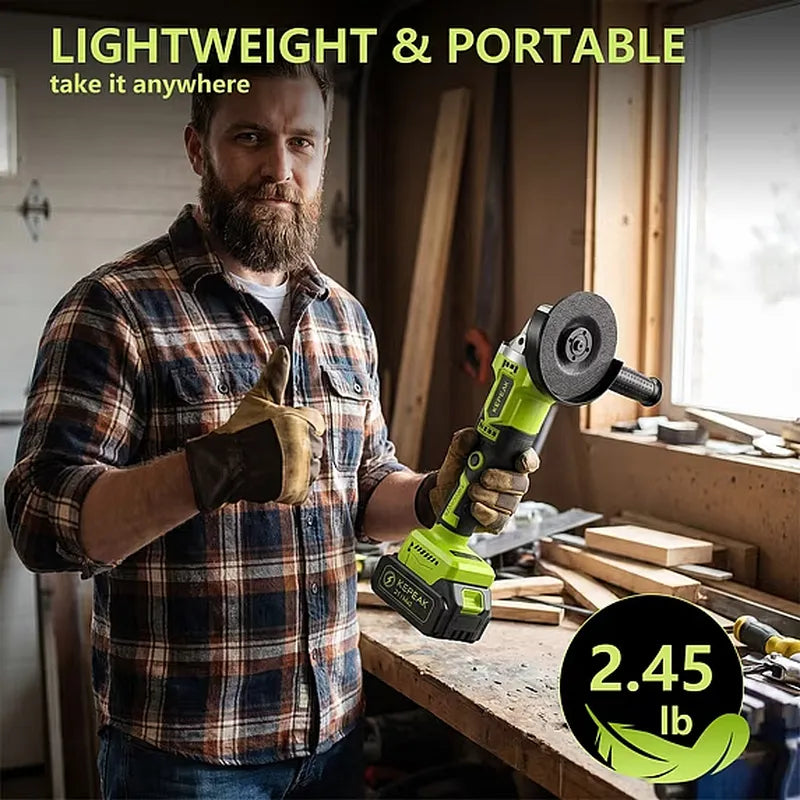 Kepeak Cordless Angle Grinder 21V Brushless 8000RPM Cutting Polish Kit