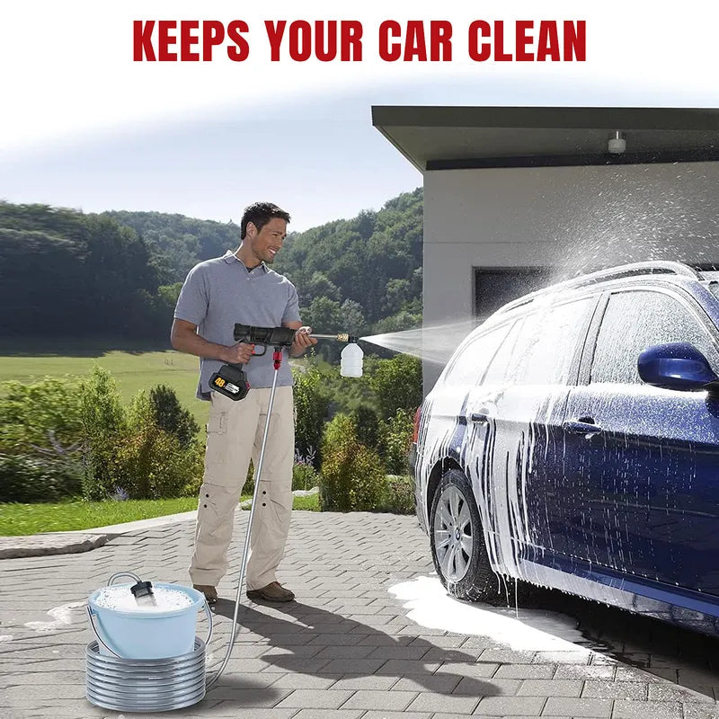 Cordless Power Pressure Washer 21V 2.4Ah Battery 3-in-1 Nozzle