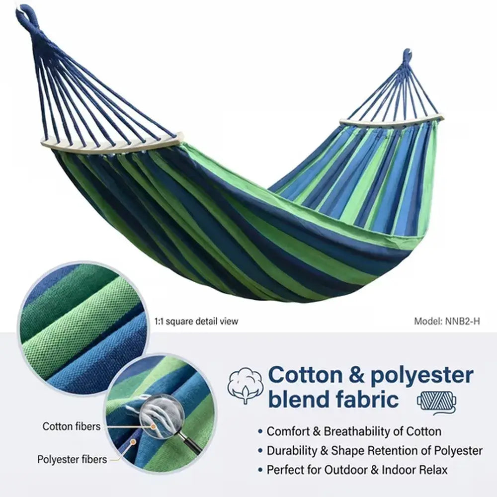 660lb Double Outdoor Hammock 78.8"x60" Anti-Rollover Camping w/ Bag