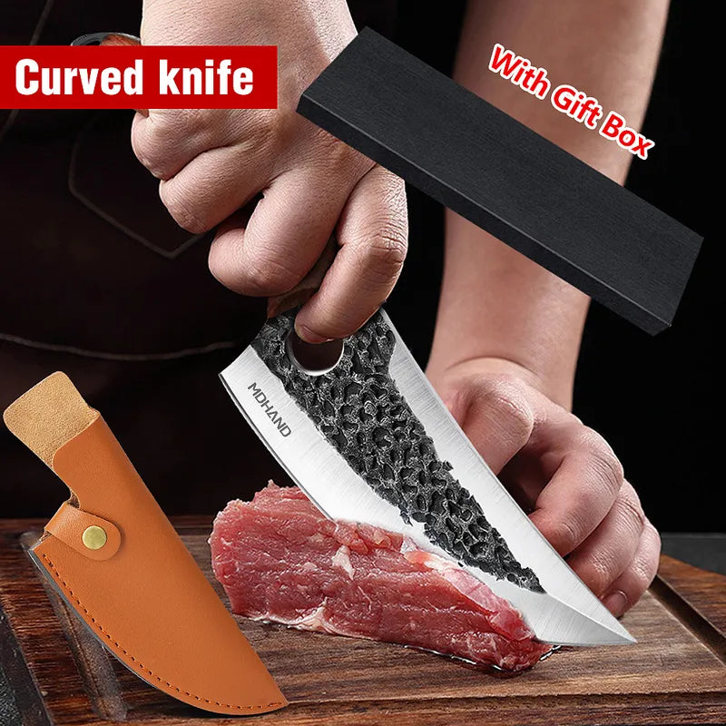 Kepeak 7 Inch High Carbon Steel Boning Butcher Knife for BBQ Camping
