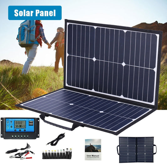 Solar Panel,Kepeak 120W 16 Volt Monocrystalline Solar Panel Kits, Portable High Efficiency Solar Panel Charger, Foldable Solar Power Backup with USB 3.0/USB 2.0/DC Output for Home, Camping, RV