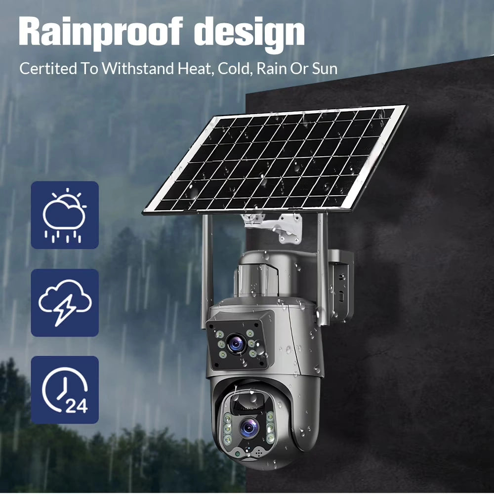 Kepeak Wireless Solar Security Camera Outdoor Dual Lens 1296P, 5G/2.4G WiFi Home Surveillance Camera with PIR Human Detection, Two-Way Audio, Color Night Vision, IP66 Waterproof