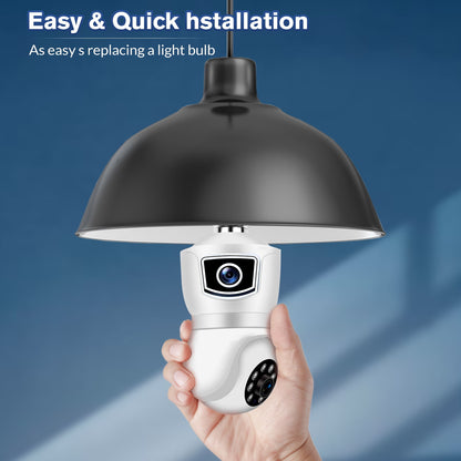 1080P Light Bulb Security Camera,Kepeak Dual Lens 360° Wi-Fi Home Security Cameras Wireless Outdoor/Indoor Color Night Vision, Motion Tracking, Audible Alarm, Easy Installation IP Cameras