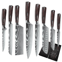8 Pcs High Carbon Steel Chef Knife Set Pakkawood Handle with Sheaths
