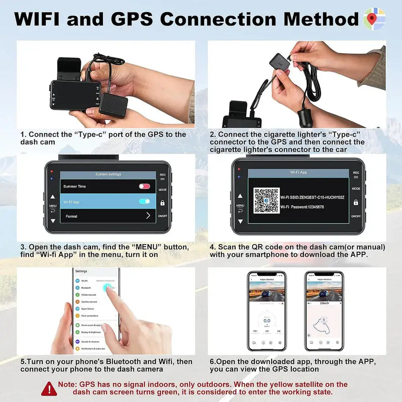 Dash Cam Front and Rear, 4K+1080P FHD Dual Dash Cam with ADAS, GPS, 5G WiFi & App Control, 64GB Card Included, G-Sensor, Night Vision, Loop Recording, 170°Wide Angle, WDR, 24H Parking Mode