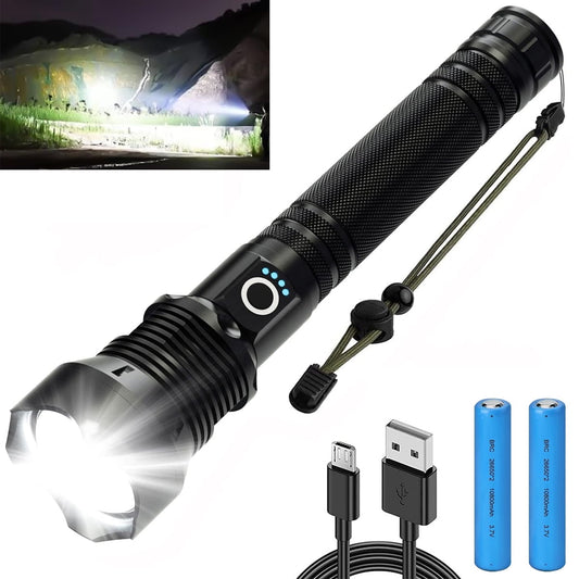 Rechargeable Flashlights 900,000 Lumens,Kepeak Super Bright LED Flashlight High Lumens with USB Cable, 5 Modes Waterproof Flashlight Powerful Flash Light for Camping Hiking