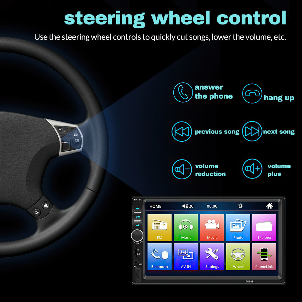 Kepeak 7" Double 2 DIN Car Stereo Radio MP5 Touch Screen Bluetooth FM USB + Rear Camera
