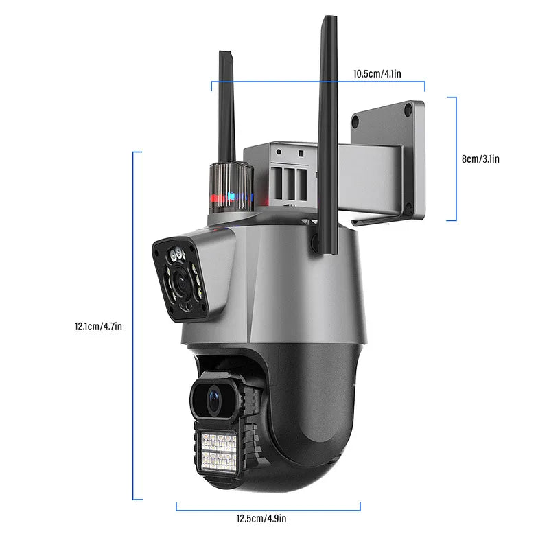 4MP Dual Lens WiFi Outdoor Security Camera PTZ IP66 Night Vision