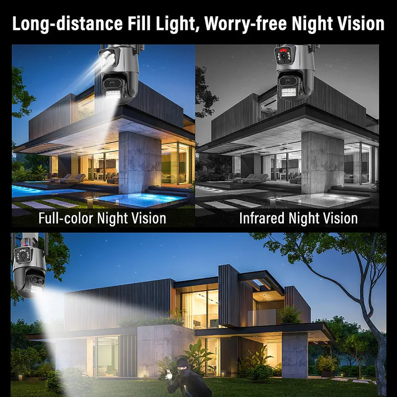 4MP Dual Lens WiFi Outdoor Security Camera PTZ IP66 Night Vision