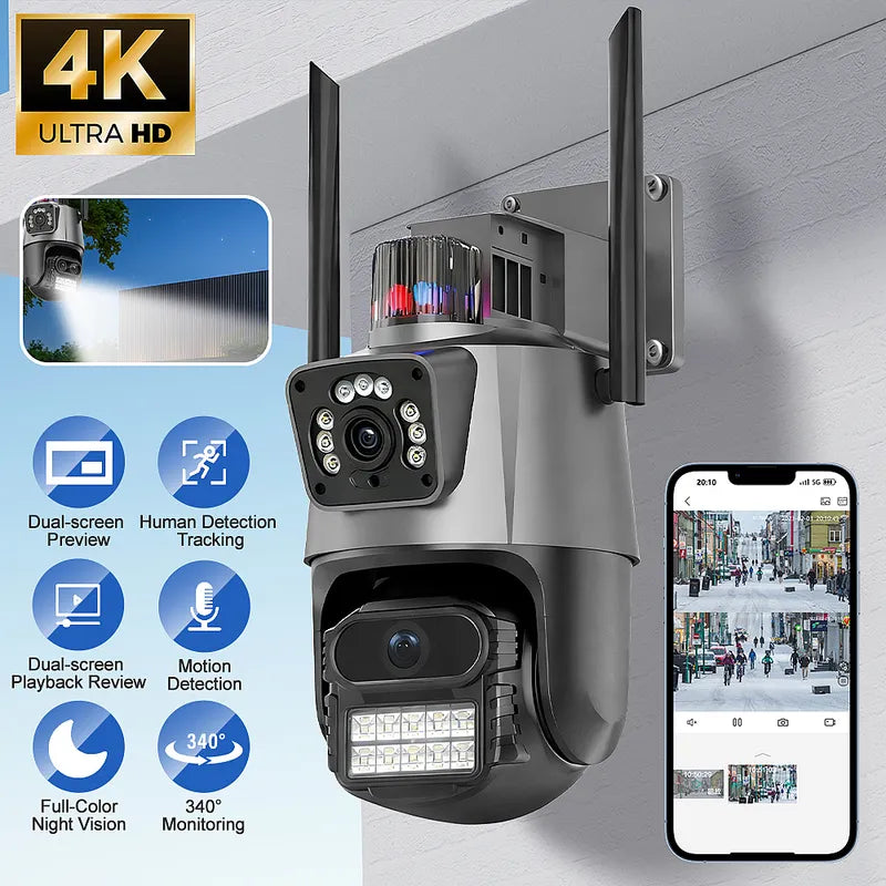 4MP Dual Lens WiFi Outdoor Security Camera PTZ IP66 Night Vision