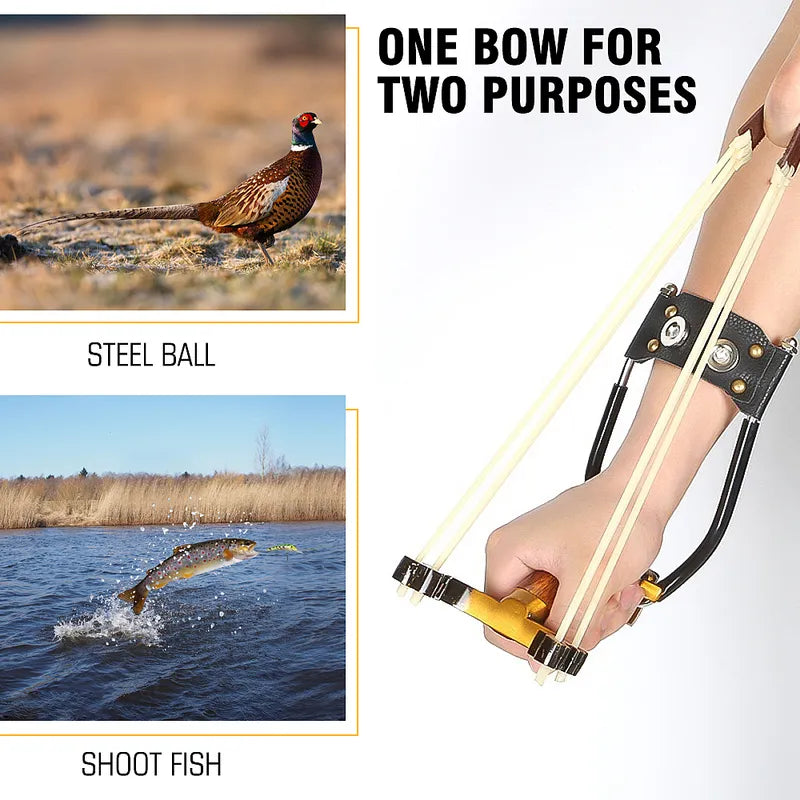 Adult Slingshot with Band, Flashlight & Balls for Hunting