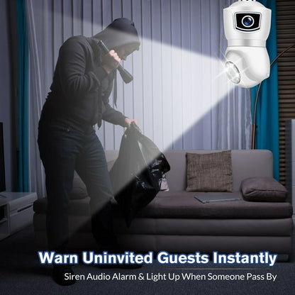 1080P Light Bulb Security Camera,Kepeak Dual Lens 360° Wi-Fi Home Security Cameras Wireless Outdoor/Indoor Color Night Vision, Motion Tracking, Audible Alarm, Easy Installation IP Cameras