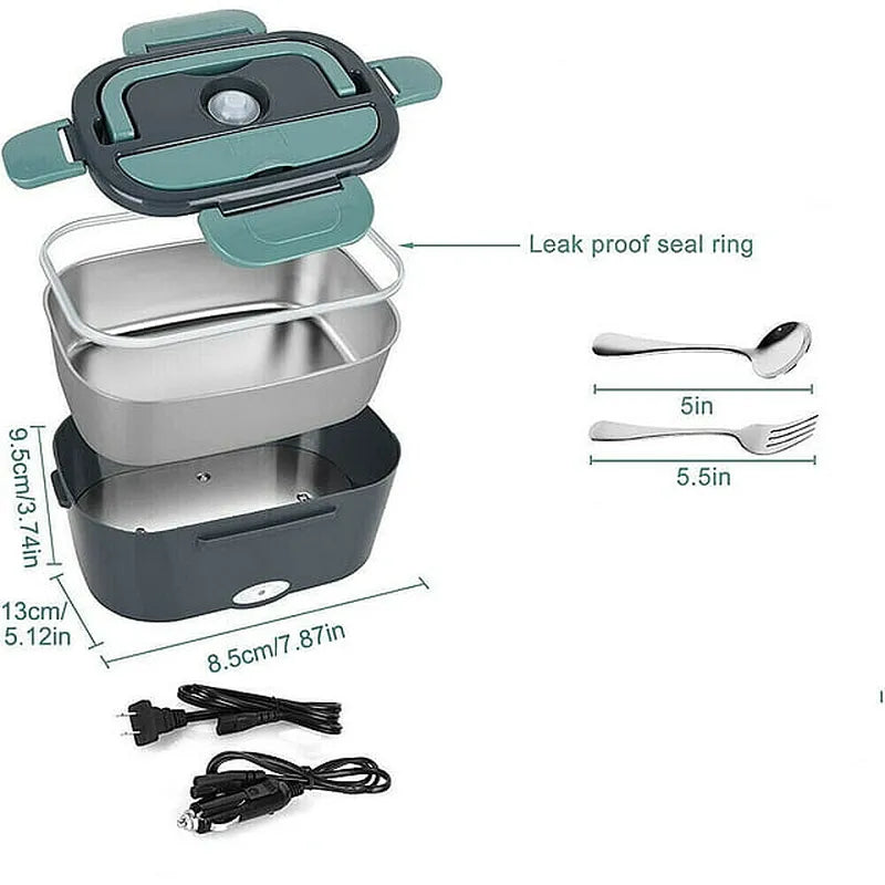 Electric Lunch Box 1.5L 304 Stainless Steel Car Home Leak Proof