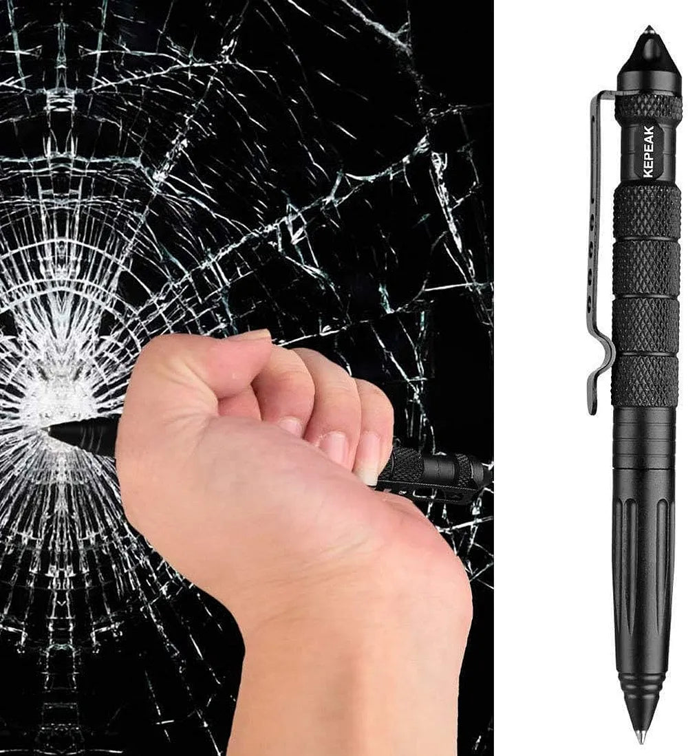 KEPEAK Military Tactical Pen, Professional Self Defense Pen, Emergency Glass Breaker Pen - Tungsten Steel, Writing Tool with 6 Refill