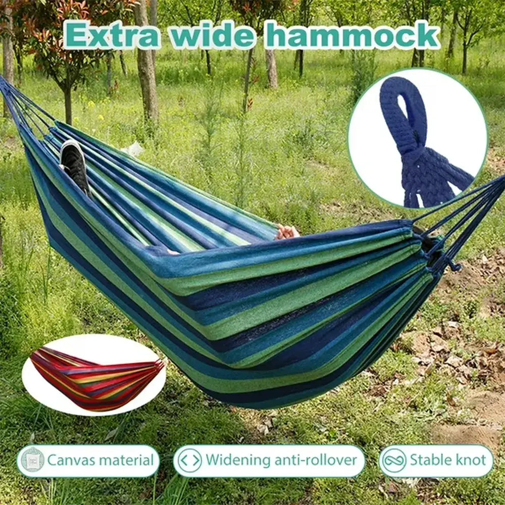 660lb Double Outdoor Hammock 78.8"x60" Portable Camping w/ Travel Bag Blue