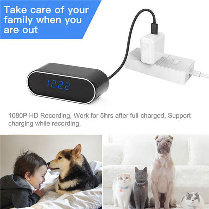 Kepeak HD 1080P WiFi Camera Alarm Clock Night Vision/Motion Detection/Loop Recording Wireless Security Camera for Home Surveillance