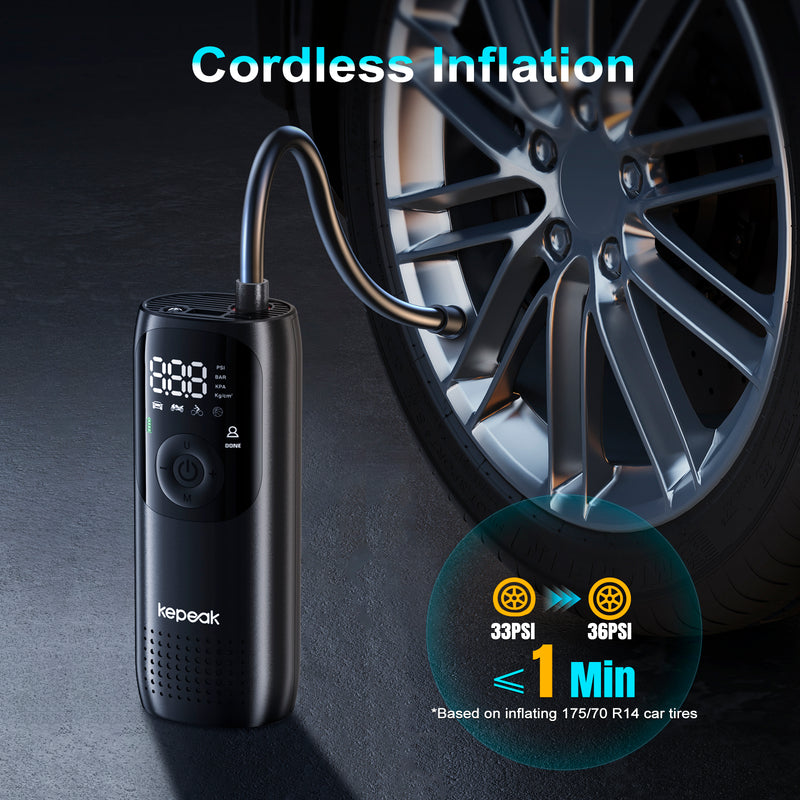 Tire Pump,Tire Inflator Car Tire Inflator with Digital Pressure Gauge, Fast Inflation, Auto Tire Pump for Car Tires, Motorcycles, Bikes or Balls