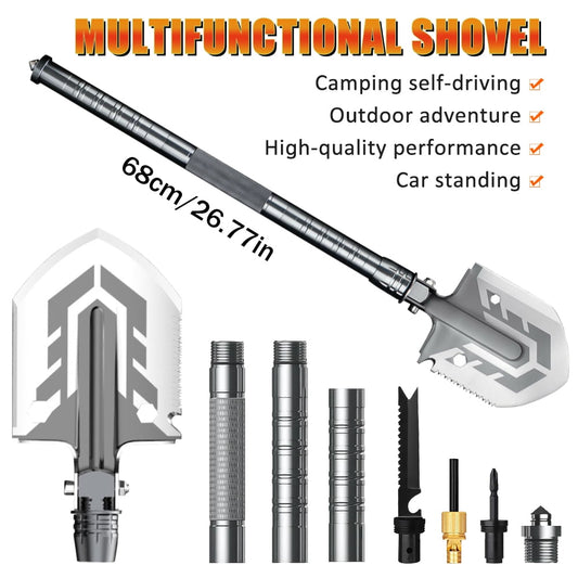 Feoflen Multifunctional Folding Shovel for Camping Hiking, Outdoor Protable Emergency Spade Tool
