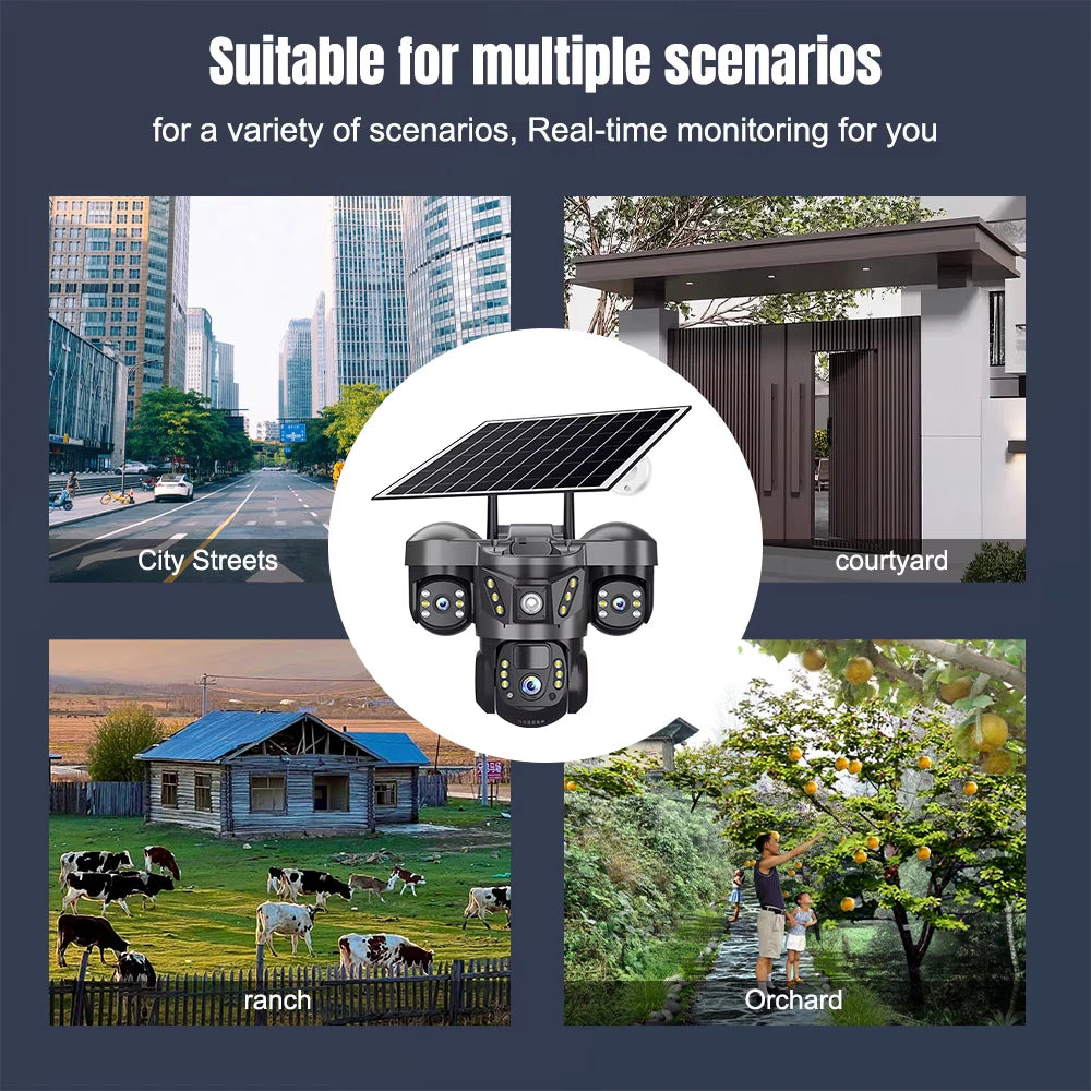 Kepeak Solar Outdoor Wireless Security Camera,Triple 3MP Lens PTZ, Night Vision, PIR,Two-Way Audio,32GB SD Card Included