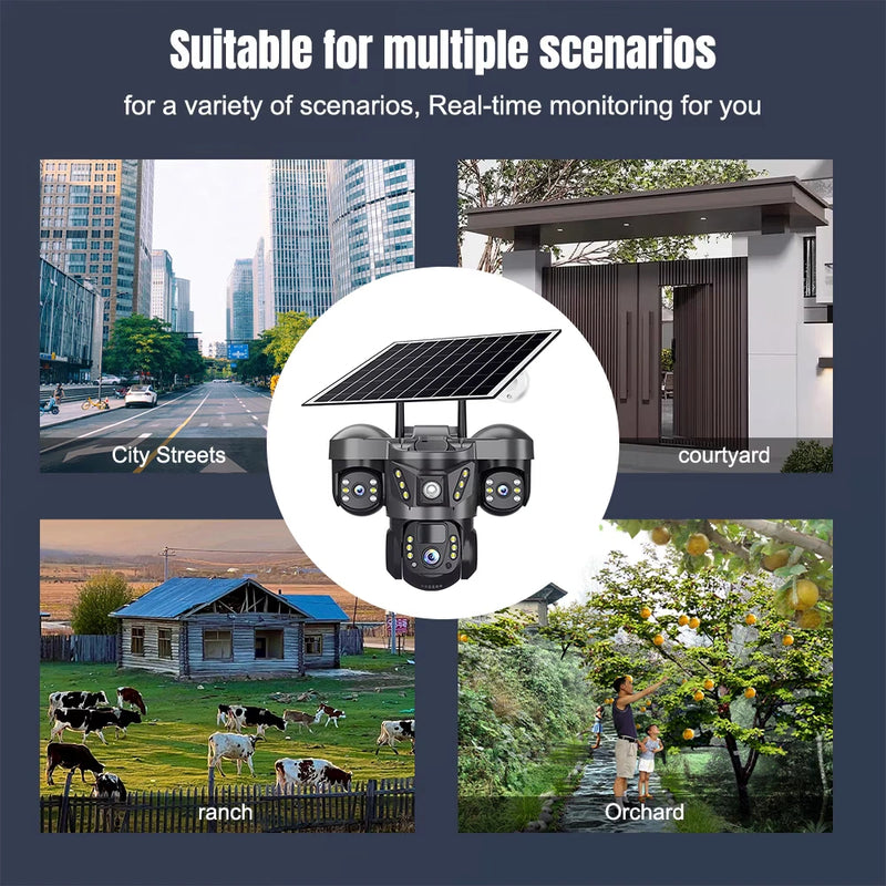 Kepeak Solar Outdoor Wireless Security Camera,Triple 3MP Lens PTZ, Night Vision, PIR,Two-Way Audio,32GB SD Card Included