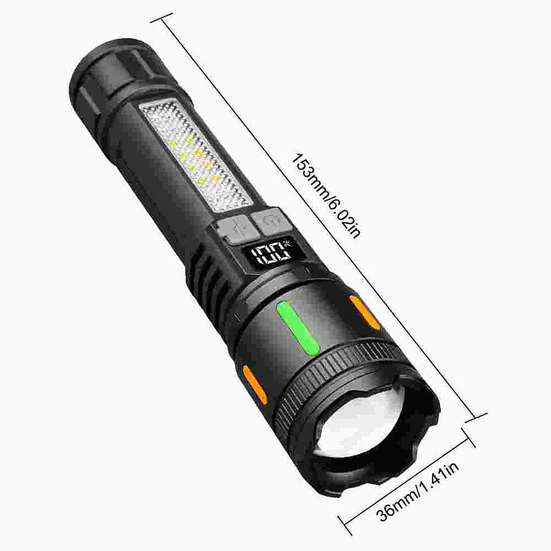 A77 Fluorescent White Laser Flashlight Digital Display Zoomable Camping Light
