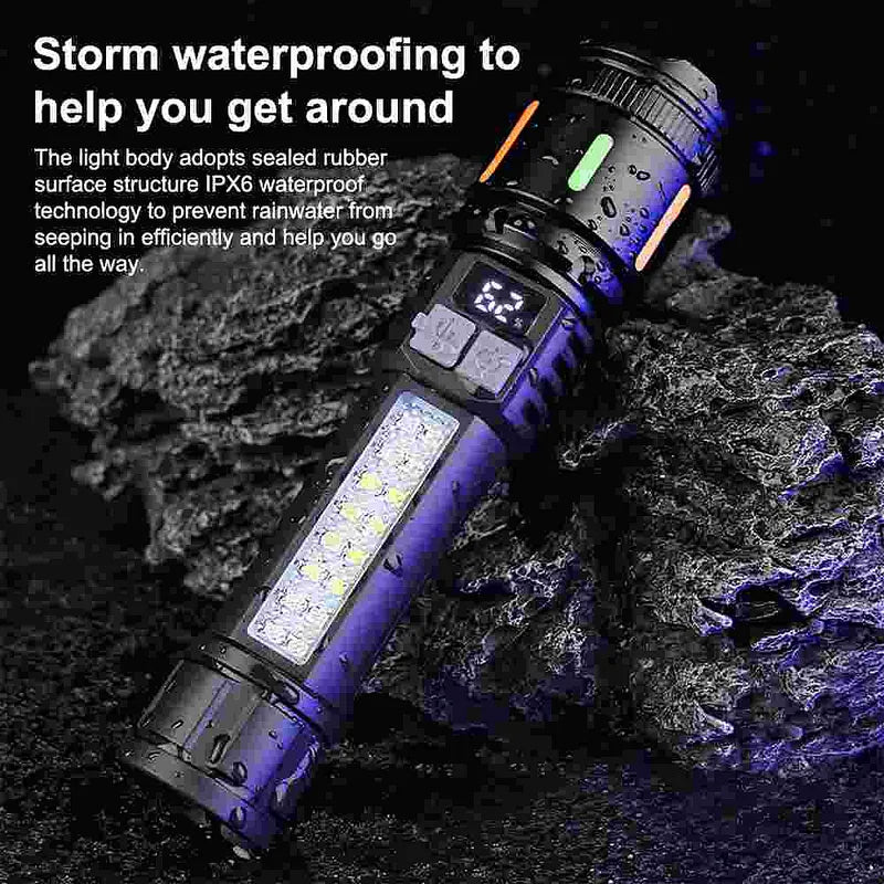 A77 Fluorescent White Laser Flashlight Digital Display Zoomable Camping Light