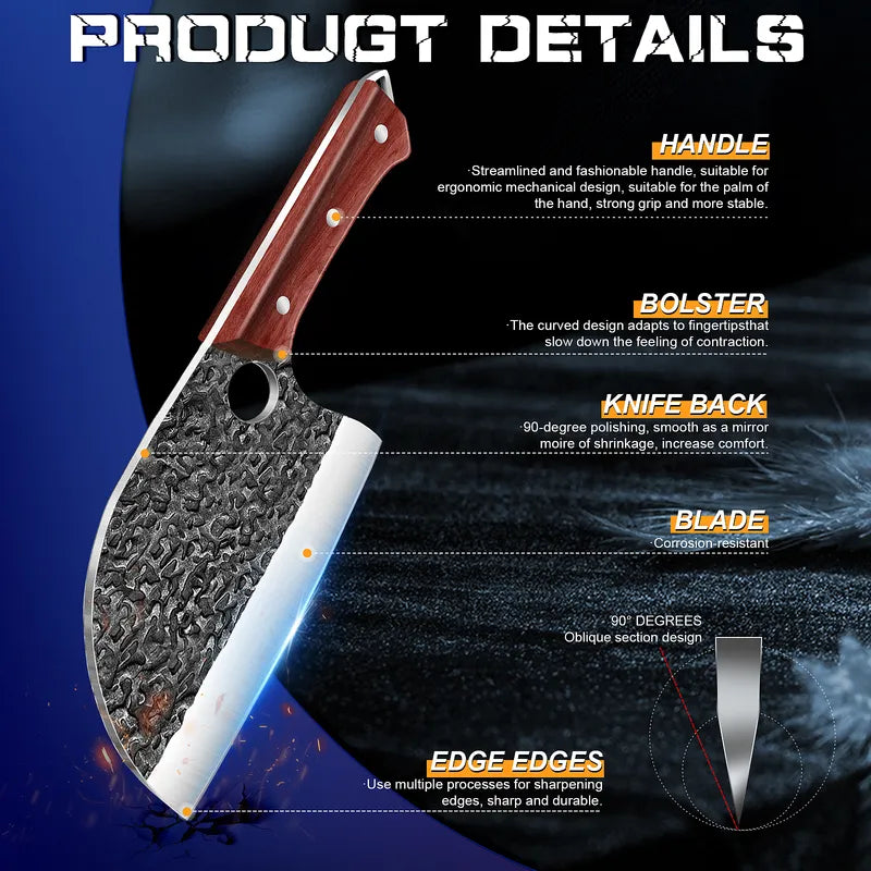Kepeak 7 Inch Stainless Steel Chef Knife Multi Purpose Kitchen Cleaver