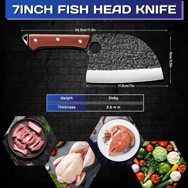 Kepeak 7 Inch Stainless Steel Chef Knife Multi Purpose Kitchen Cleaver
