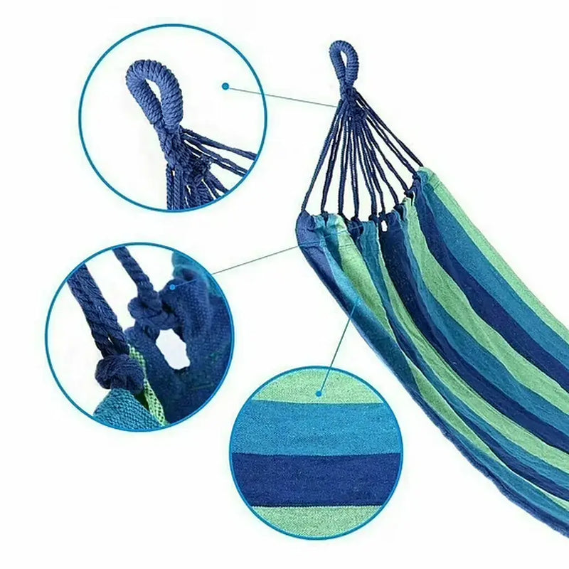 660lb Double Outdoor Hammock 78.8"x60" Portable Camping w/ Travel Bag Blue