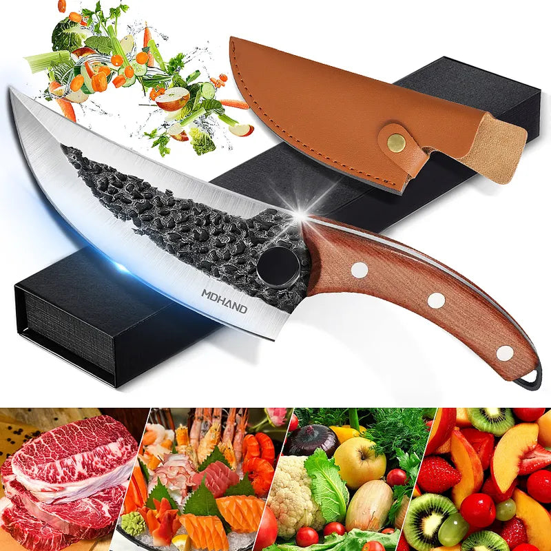 Kepeak 7 Inch High Carbon Steel Boning Butcher Knife for BBQ Camping