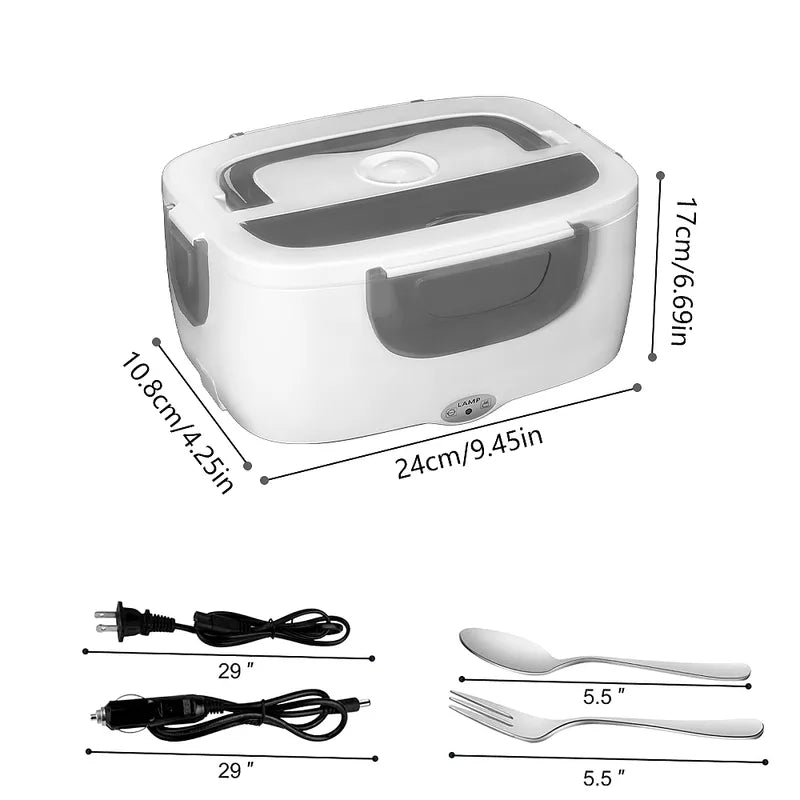Feoflen 2-in-1 Car Heating Bento Box 1.5L, Warmer with Spork